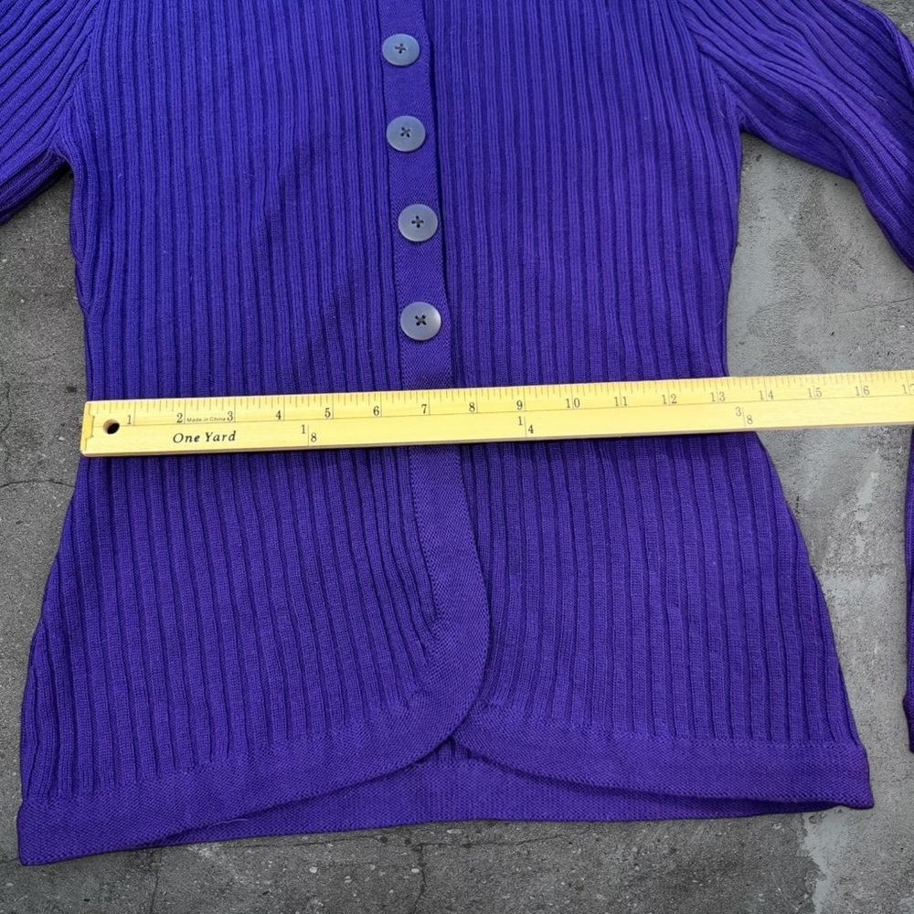 Vintage Neiman Marcus Wool Cardigan Old Money Cinched Waist Sweater - Picture 3 of 5